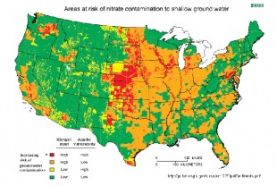 Map of U.S. nitrate and nitrite pollution